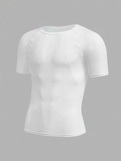 SHEIN 青少年男孩百搭白色纯色运动运动服，休闲舒适简约时尚实用柔软百搭适合日常穿着、上学、户外、运动