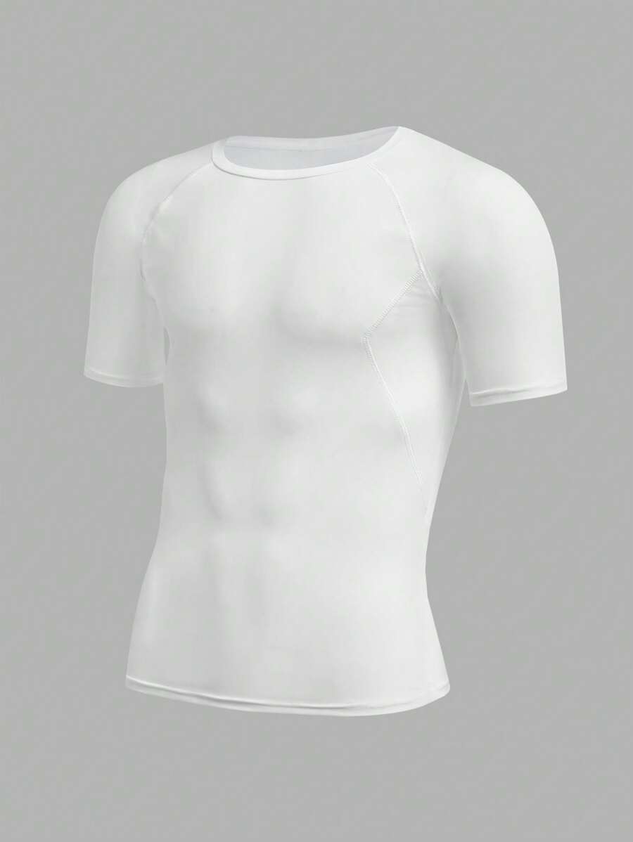 SHEIN 青少年男孩百搭白色纯色运动运动服，休闲舒适简约时尚实用柔软百搭适合日常穿着、上学、户外、运动