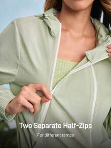 In My Nature 女士休闲抽绳连帽户外飞行员夹克女款徒步服装 - 綠色 - 查看 11