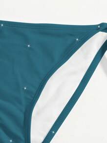 Swim Mod 2 piezas Conjunto de bikini de tanque de color azul verdoso sólido brillante, traje de baño elegante y casual para primavera, verano, playa, fiesta y vacaciones