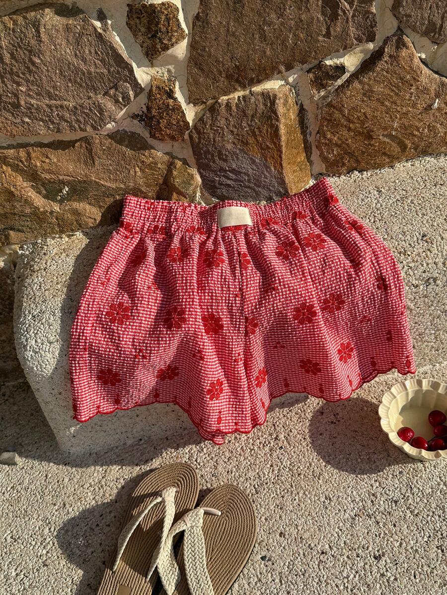 Comfortcana 女士红色梭织短裤，时尚适合夏季