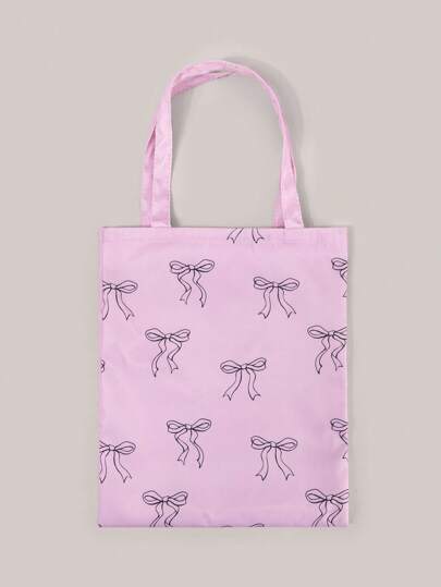 Kawaii Bow Decor Pink Ladies Tote Bag, Minimalist & Functional
