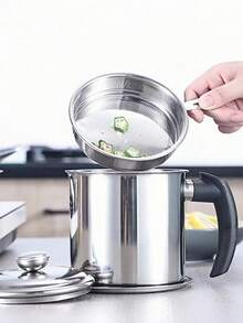 1pc Oil Filter Cup For Kitchen Strain And Separate Residues Of Cooking Oil - فضي - مشاهدة 4
