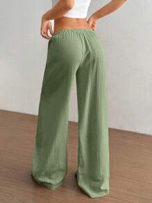 Flirla 女式超低腰休闲棉质直筒裤