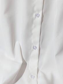 Flirla Plus Size Summer Casual Versatile Embroidery Detail Batwing Sleeve Shirt - White - View 5