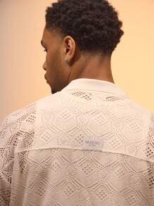 Musero Casual Smart Street Style Oversized Textured Button Through Short Sleeve Shirt Only For Summer Holiday Vacation