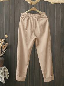 EMERY ROSE Women's Casual Plain Color Straight Leg Pants, Spring/Summer - Khaki - View 2