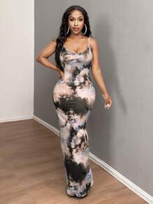 SHEIN SXY Robe de retour élégante, sexy et confortable avec motif teinté - Vieux Rose - Voir 6