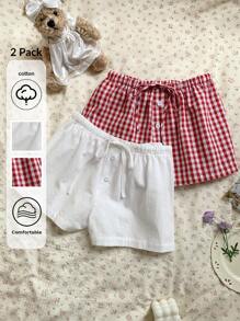 CovetEZ Pantalones cortos casuales para mujer con diseño de lazo en la cintura y botones
