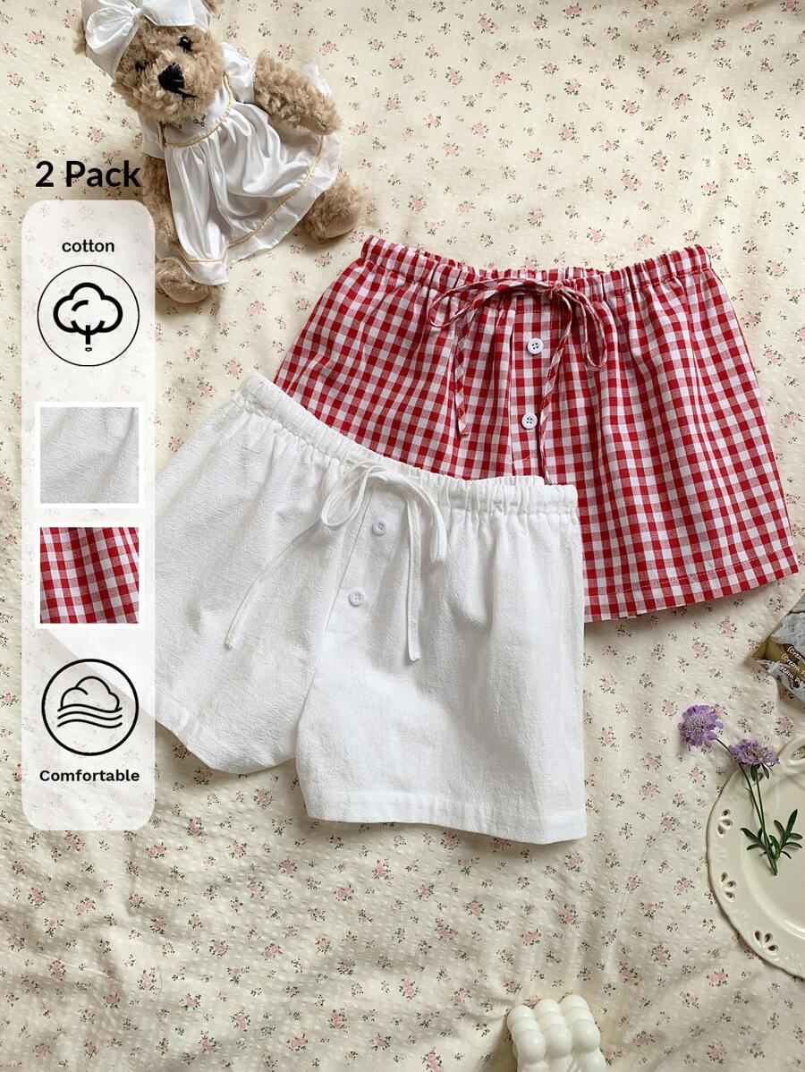 CovetEZ Pantalones cortos casuales para mujer con diseño de lazo en la cintura y botones