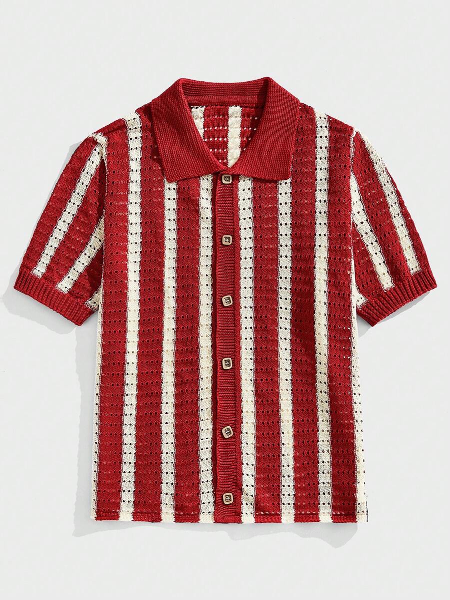 Chillumni Men's Striped Knit Sweater, Fashion For Summer