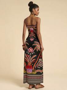 Travachic Đầm Bandeau in họa tiết nhiều màu cho kỳ nghỉ dành cho nữ - Nhiều màu - Xem 2