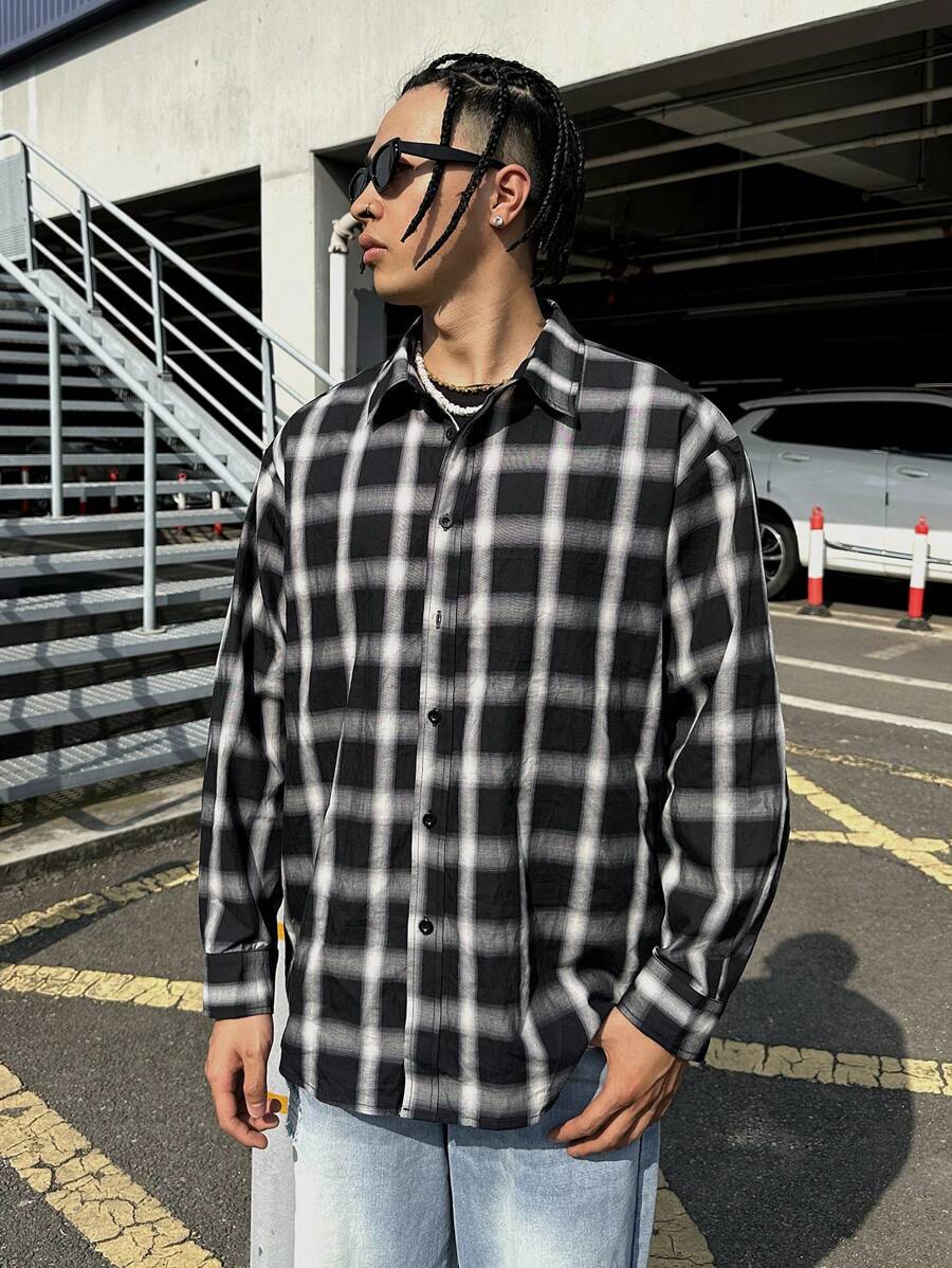 DAZY Spring Men's Plaid & Solid Multi-Color Casual Shirt Long Sleeve Men Shirt - Multicolor - View 1
