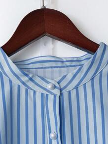 SHEIN LUNE Conjunto de dos piezas para mujer para uso diario - Azul y blanco - Ver 4