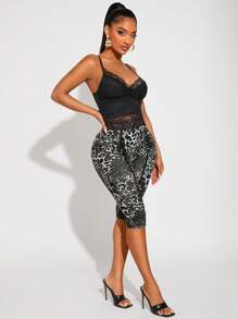 SHEIN SXY Plus Size Women Spring & Summer Elegant Sexy Leopard Print See-Through 3/4 Leggings, Suitable For Everyday Wear, Western Wear, Cruise Attire, Music Festival, Concert, Carnival Party, Beach Vacation, Date Night, Birthday, Bachelorette Party, Gyaru, Ibiza, Nashville, Rave, Modest, Chic, Club, Cute, Casual, Shopping, Streetwear, Going Out Cheetah Print Animal Print