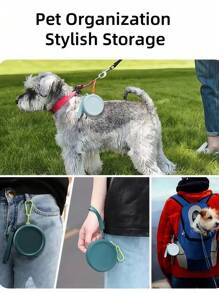 1pc Round Silicone Dog Training Treat Pouch, Pet Snack Bag - Multicolor - View 1
