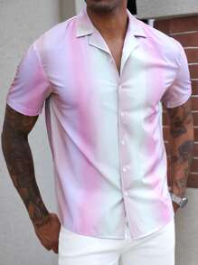 Manfinity Homme Men's Casual Ombre Short Sleeve Shirt, Summer - Multicolor - View 6