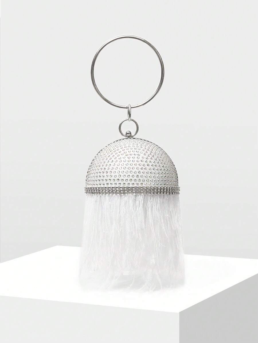 MOTF PREMIUM RHINESTONE ROUND EVENING BAG - White - View 1