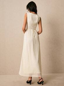 Poéselle Women's Summer Casual Polka Dot Print Tie Front V-Neck Dress,Business Casual Woman Business Women Attire