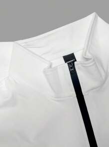 Manfinity Homme 男士休闲夏季字母印花立领短袖T恤 - 白色 - 查看 4