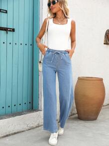 EMERY ROSE Jeans di cotone casual da donna con coulisse in vita e tasche in pendenza