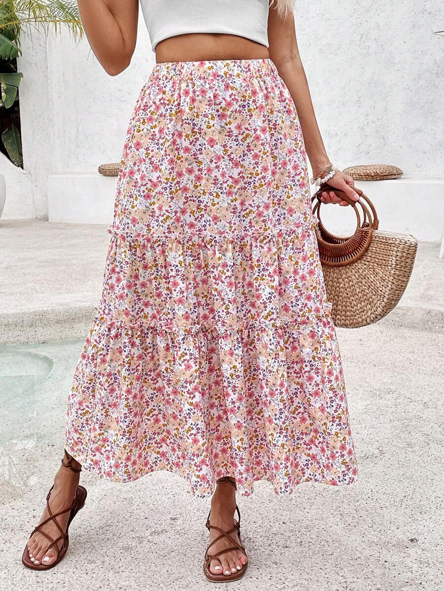 SHEIN PETITE Jupe fleurie pour femme, pour l'été