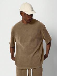 SUMWON Premium Ribbed Knit Co-Ord Set Loungewear Matching Short Sleeve T-Shirt And Shorts Set Casual Athletic Summer Comfortable Two-Piece Outfit - Khaki - View 3