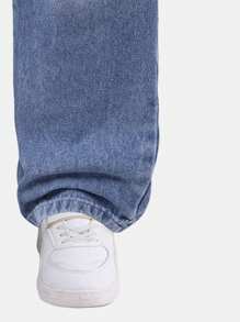 Tween GirlsWashed Light Blue Loose Straight Leg Jeans For Autumn - Light Wash - View 3