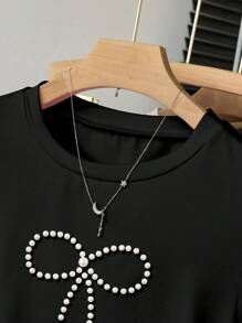 Teen Girls' Fashionable Round Neck Short Sleeve T-Shirt For Summer