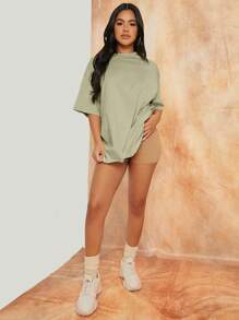 SHEIN SXY 素色落肩T恤 - 薄荷綠 - 查看 4