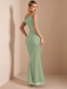 SHEIN BAE Vestido elegante de mujer con bajo asimétrico en diagonal, apto para salir, usar a diario, citas, viajes, fiestas y clubes, y disfraces de Halloween