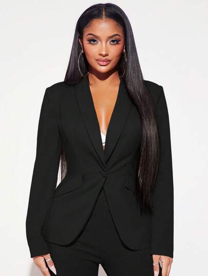 SHEIN SXY Shawl Collar Single Button Blazer In Fall/Winter