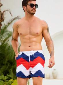 Surfspeed Two-Tone Pocket Drawstring Waist Beach Shorts, Suitable For Summer - Multicolor - View 4