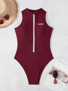 Swim SPRTY Ladies One-Piece, Summer - Burgundy - View 3
