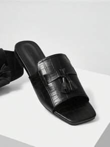 MOTF PREMIUM Sandalias planas con puntera cuadrada y flecos cómodas para mujer, para vacaciones, verano, Navidad, otoño, Año Nuevo, Día de San Valentín