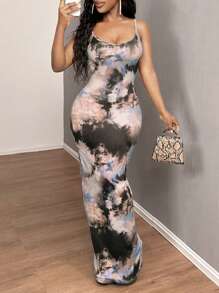 SHEIN SXY Robe de retour élégante, sexy et confortable avec motif teinté - Vieux Rose - Voir 3