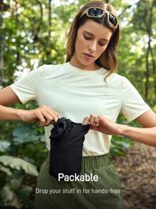 In My Nature Veste de soleil pour femmes avec col zippé, cordon de serrage, capuche et manches longues de couleur unie, idéal pour la randonnée