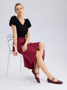 MOTF PREMIUM COMFORTABLE AND SIMPLE WOMEN'S FLAT SHOES, VERSATILE SORCERESS SORCERESS BURGUNDY FLATS, FOR NEW YEAR HOLIDAY, SPRING SHOES, SPRING BREAK EASTER FOR CHRISTMAS