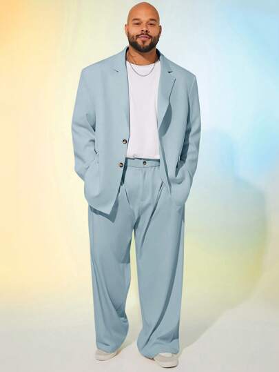 EASEVO Spodnie garniturowe męskie luźne, tkane, szerokie, długie, casualowe w dużych rozmiarach