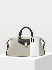 MOTF PREMIUM CONTRAST COLOR COMMUTER TOP HANDLE BAG - Black and White - View 4