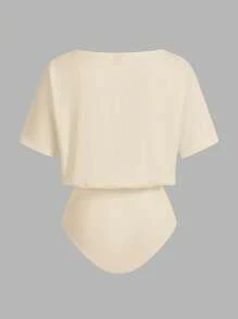 SHEIN LUNE 2pcs/Set Casual Solid Color Versatile Women Bodysuit, Suitable For Spring/Summer Carnival - Multicolor - View 3