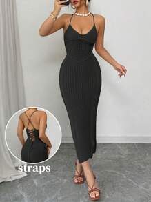 Rafferiza New Slim-Fit Sexy Openwork Strap Fashionable Unique Knit Dress, Suitable For Vacation And Beach, Spring/Summer