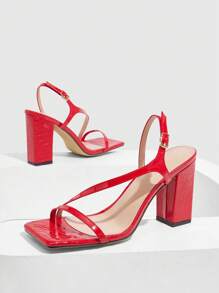 CUCCOO SZL Women's Fashion Sexy High Heel Sandals, Minimalist Style Suitable For Summer - Red - View 9