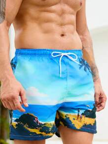 Surfspeed Men's Summer Vacation Beach Printed Drawstring Waist Beach Pants - Multicolor - View 6