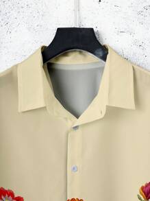 Manfinity RSRT Casual Men's Floral Printed Button Front Short Sleeve Shirt And Pocket Shorts Set - Multicolor - View 6