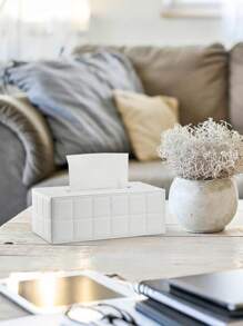 Copritissue in pelle PU nera con disegno geometrico bianco rettangolare per l'estrazione di grandi fazzoletti