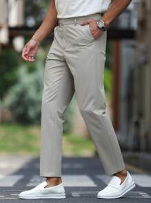 Manfinity Bizformal Pantalon droit décontracté de couleur unie avec poches