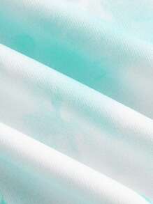 Firerie 优雅度假风低胸不对称下摆抽绳侧印花修身迷你吊带裙 - 綠色 - 查看 3