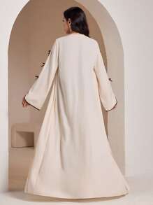Veilorie Damen elegantes Set aus einfarbigem Kleid mit rundem Ausschnitt und Jacke mit Schleifendekor, dezent