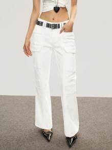 Rina Fox 1 Stück Damen einfarbige Mode Jeans Lange Hose, geeignet für den Sommer